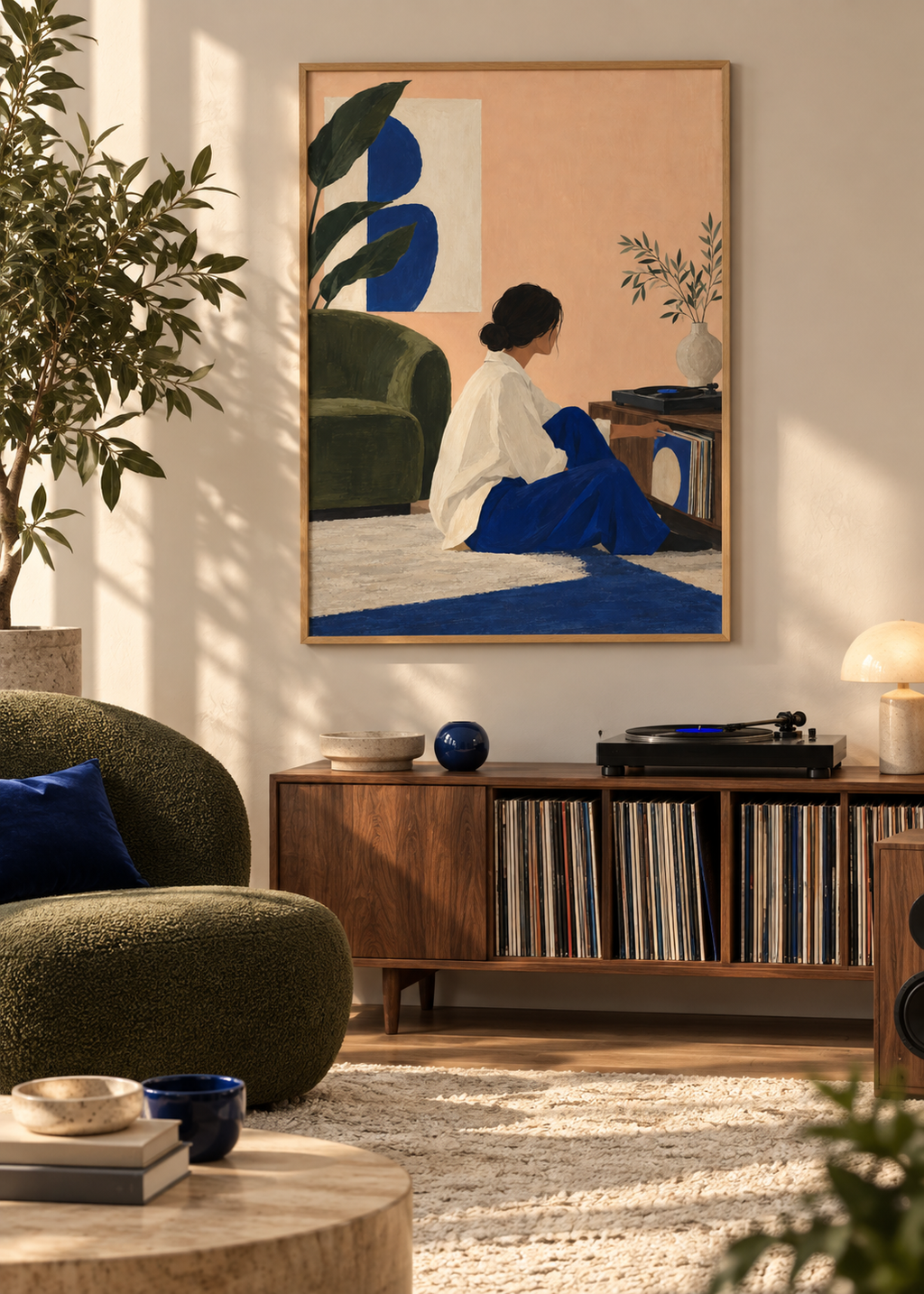 Vinyl Sunday framed 50 x 70 cm poster styled in a contemporary interior