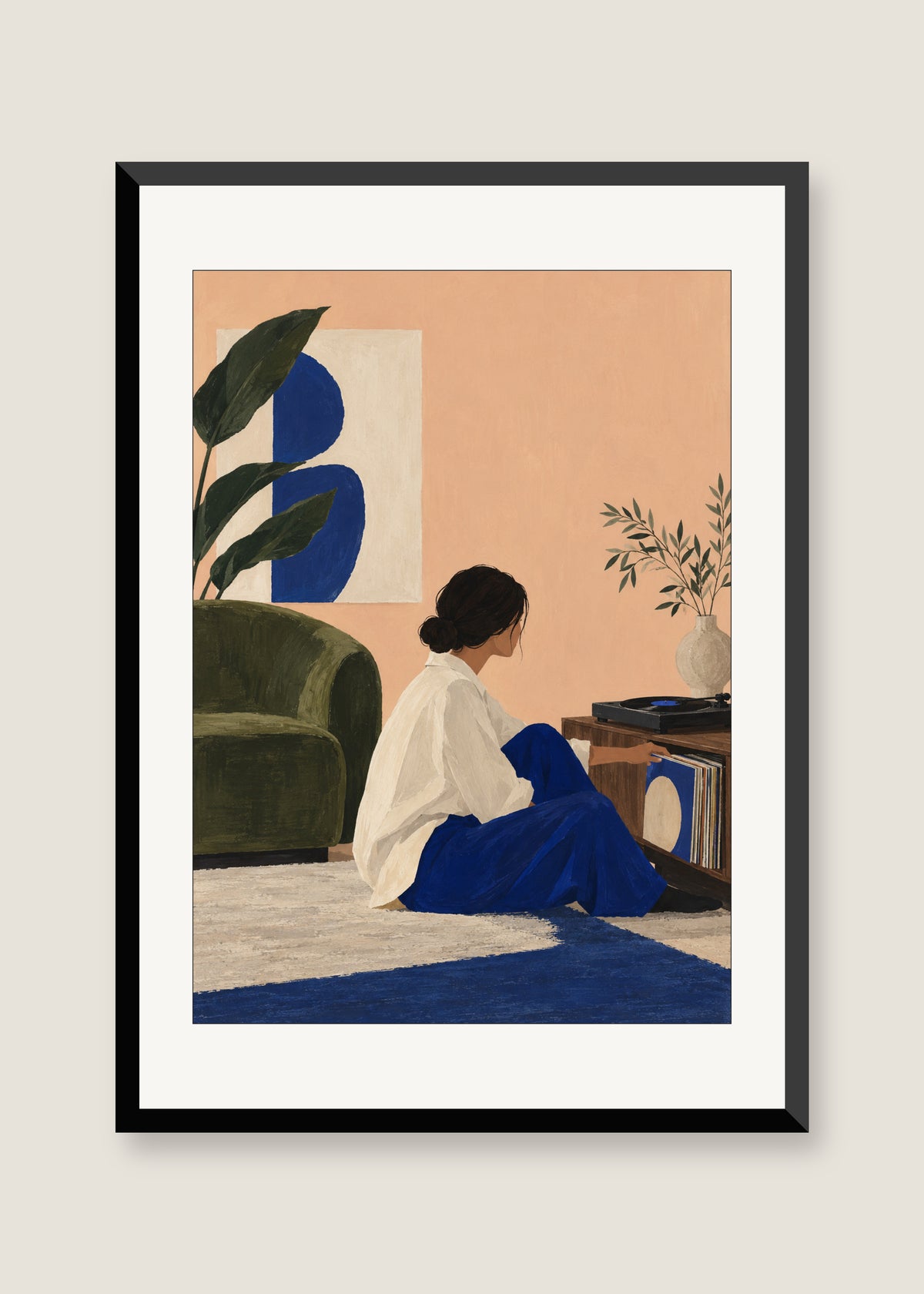Vinyl Sunday, White mat with black frame