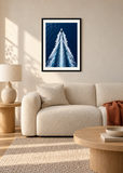 White Wake, black framed lifestyle room presentation with white mat
