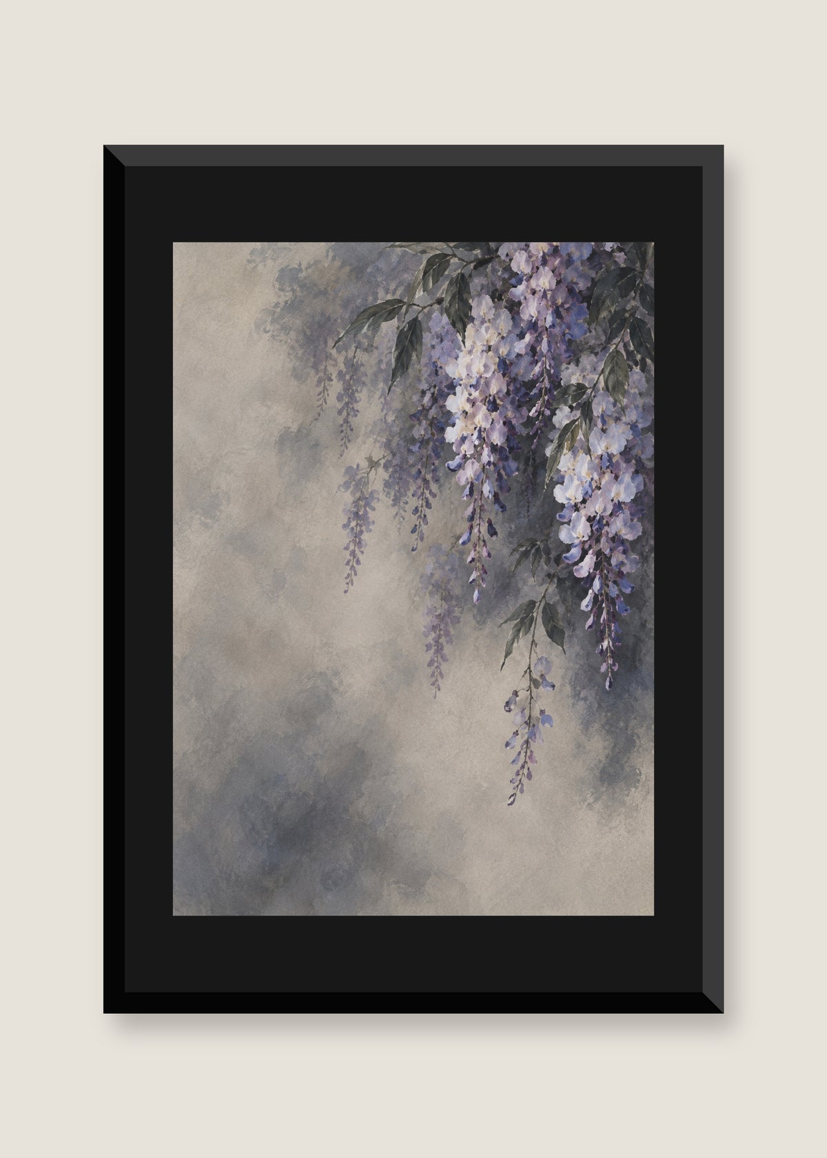 Wisteria in Smoke, Black mat with black frame
