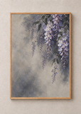 Wisteria in Smoke, framed 50 by 70 centimetre art print in natural wood