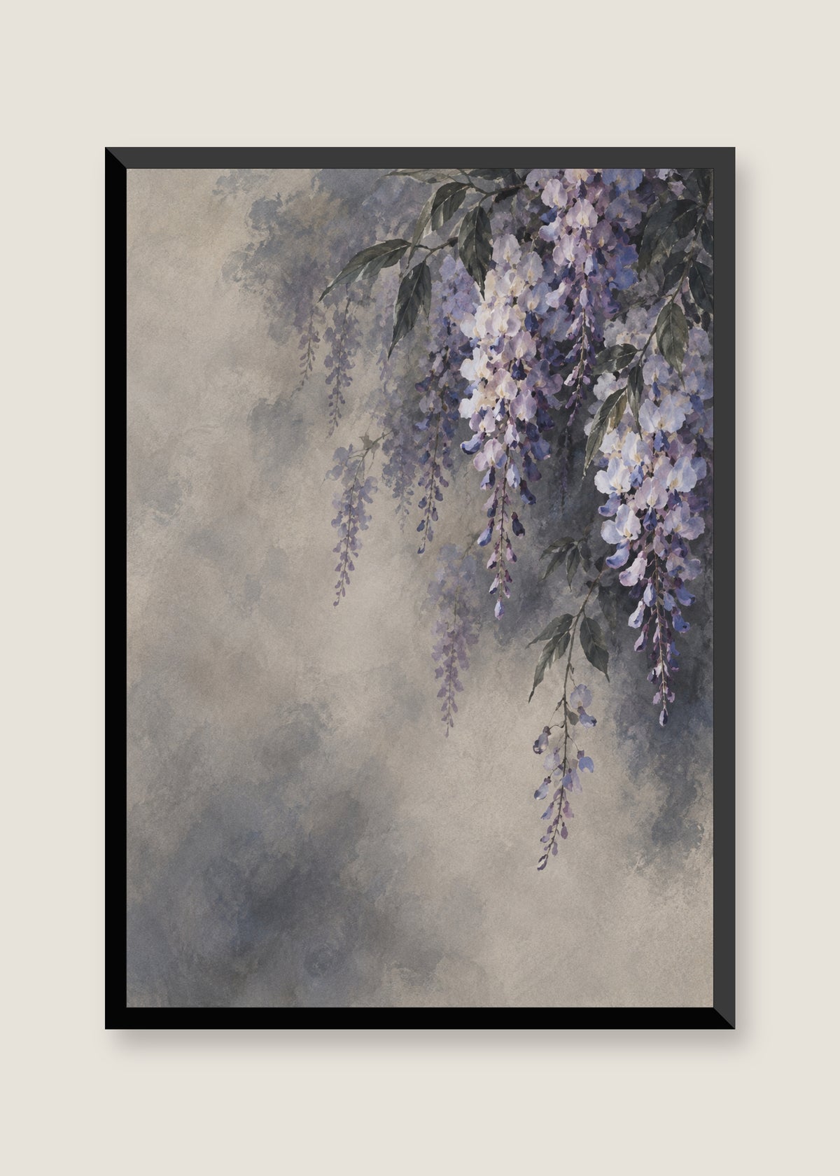 Wisteria in Smoke, No mat with black frame
