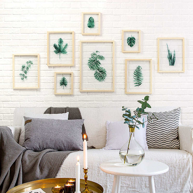 Floating Leaf Print with Oak Frame - 01