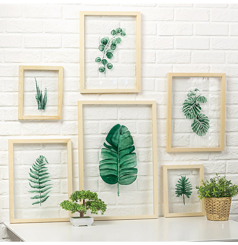 Floating Leaf Print with Oak Frame - 01