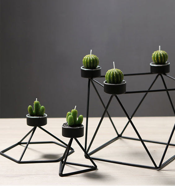 Geo Wire Candle Holder Set